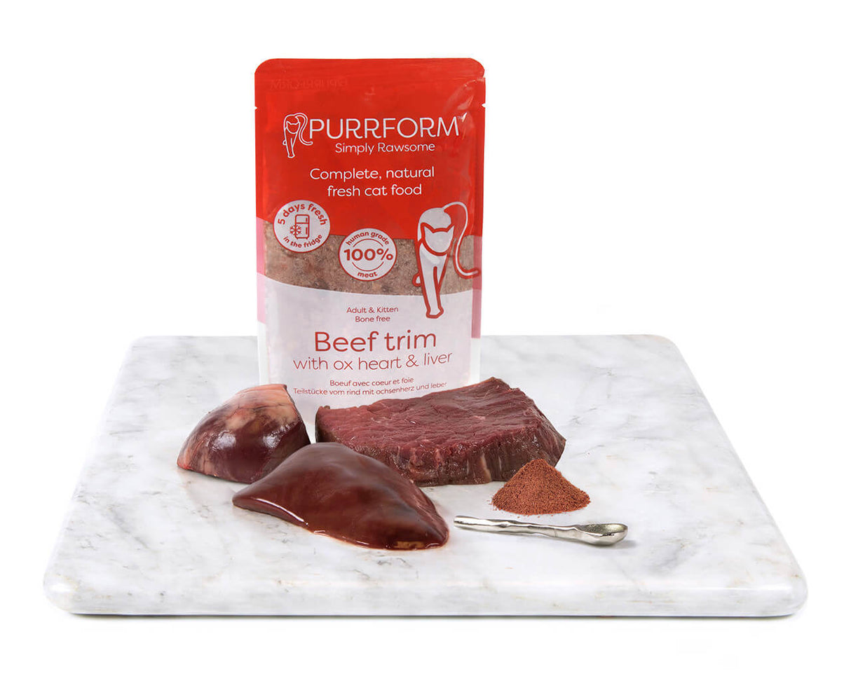 Purrform 5 Days Fresh - Beef Trim with Ox Heart and Liver 300g