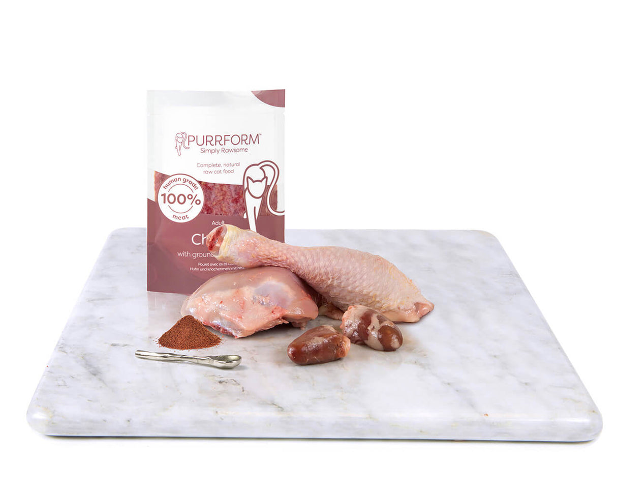 Purrform Chicken And Ground Bone With Heart - POUCH (6x70g)