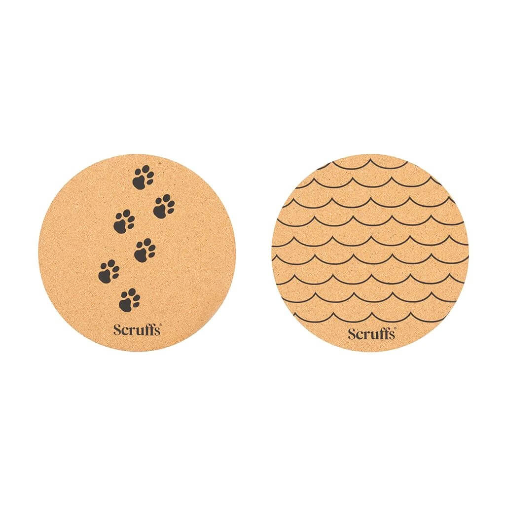 Scruffs 25cm Set of 2 Cork Pet Placemats - Wave & Paw