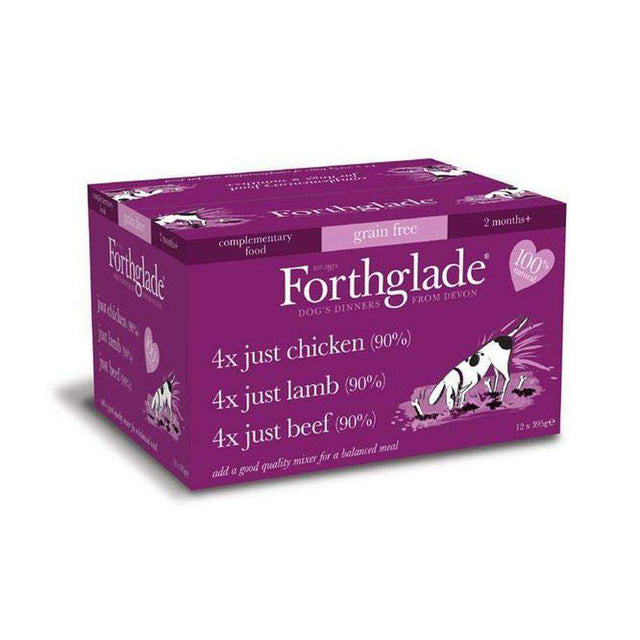 Forthglade Just 90% Chicken, Lamb & Beef Grain Free Multi Pack 12x395g-Dog Wet Food-Forthglade-Dofos Pet Centre