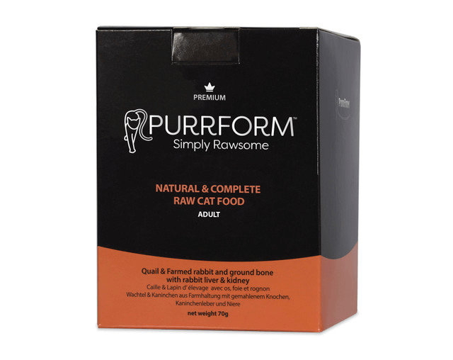 Purrform Quail and Rabbit with Ground Bone - POUCH (6x70g)