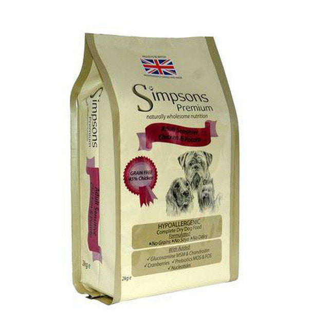 Simpsons Premium Adult Sensitive Chicken & Potato Grain Free Dog Food-Dog Dry Food-Simpsons-2kg-Dofos Pet Centre