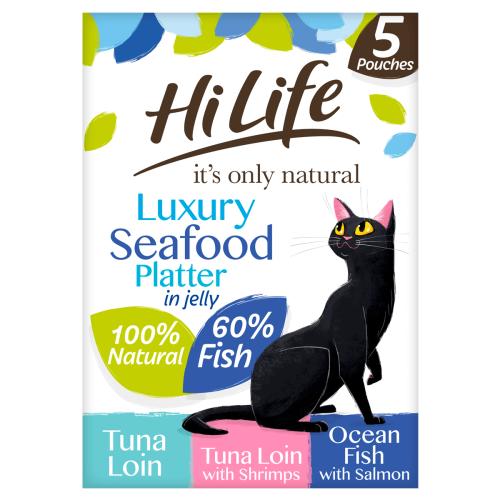 Hilife Its Only Natural Cat Pouch Multipack Luxury Seafood Platter In Jelly 5x50g