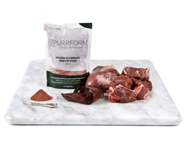 Purrform Goat with Ground Bone and Lamb Heart - POUCH (6x70g)